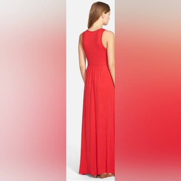 NWT NEW Lands End Sleeveless Pima Jersey Knit Maxi Dress Red Orange Size XS - Picture 4 of 12